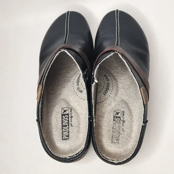 Pikolinos Granada Leather Clogs Slip On Black Size 40 US 9.5 Made In Spain - Picture 8 of 15